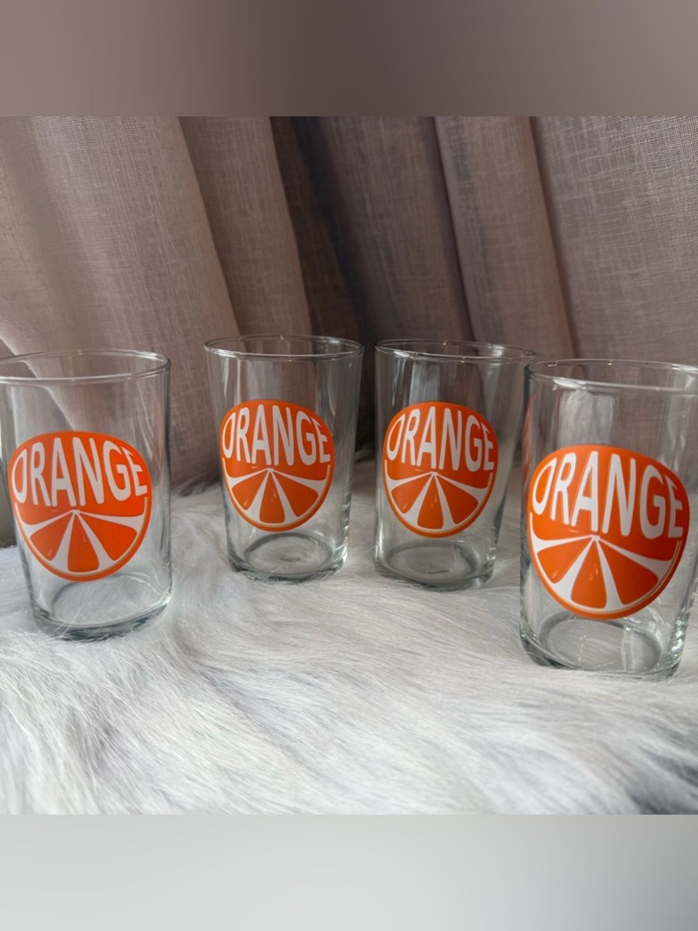 Luminarc 70's Vintage Orange Juice Slice Glasses, Set of 4, 4 In. Tall, 6 oz